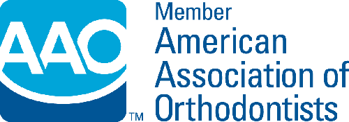 Light blue and dark blue American Association of Orthodontists logo