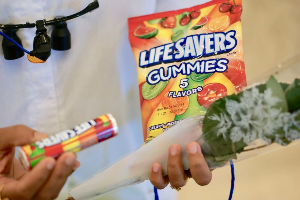 Life Saver Gummies being given to the dentist that found Oral Cancer from patient