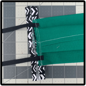 sewing ribbons to edging material