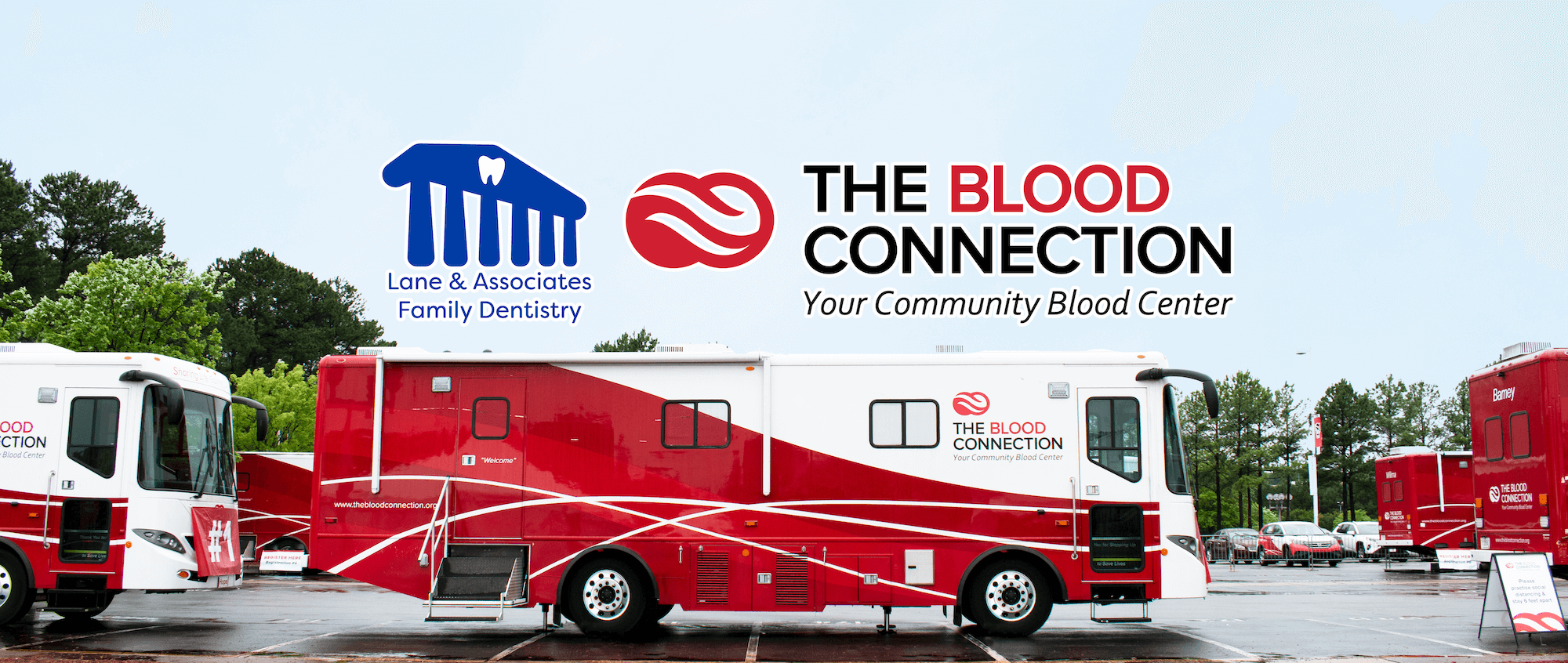 The Blood Connection Mobile Bus parked at Blood Drive