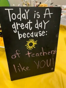 Message to teachers on Chalk Board